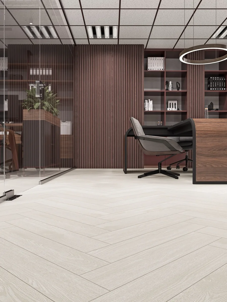 Кварцвиниловый SPC ламинат Cronafloor Herringbone Дуб Нант H003 венгерская елка 640×128×4,5