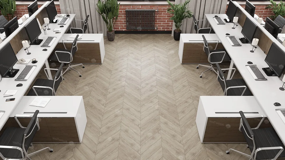 Кварцвиниловый SPC ламинат Alpine Floor Chevron Alpine Карите ECO 18-11 французская елка 600×127×5
