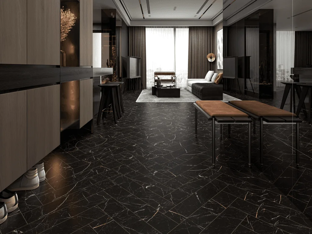 Кварцвиниловый SPC ламинат Alpine Floor Адамант Паркет Неро ECO 31-11-R венгерская елка 600×125×5