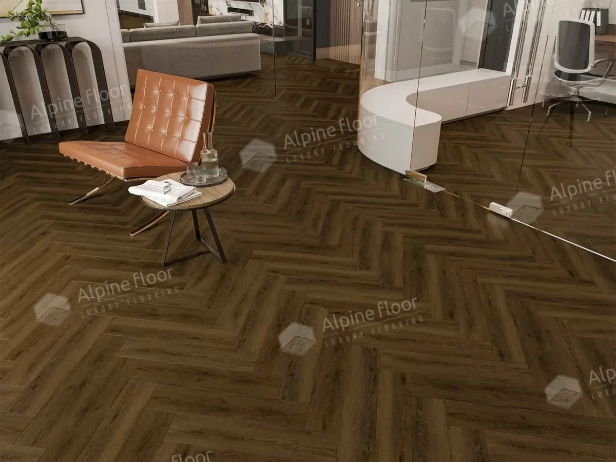 Кварцвиниловая плитка Alpine Floor клеевая Parquet LVT Дуб Далим ЕCО 16-33 венгерская елка 590×118×2,5