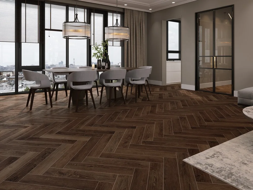 Кварцвиниловая плитка Cronafloor клеевая Herringbone Дуб Тулуза H LVT 001 венгерская елка 640×128×2,5