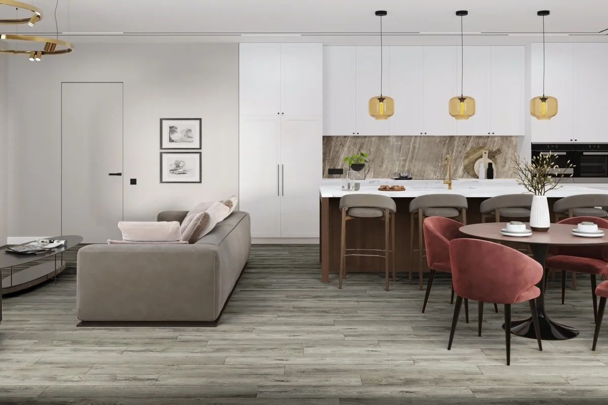 Кварцвиниловый SPC ламинат Damy Floor Family Дуб Рустикальный Cерый TCM369-28 1220×180×4