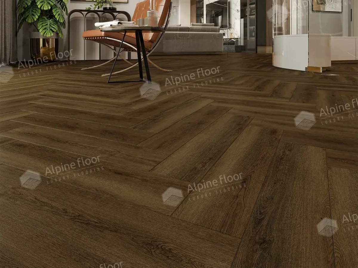 Кварцвиниловая плитка Alpine Floor клеевая Parquet LVT Дуб Далим ЕCО 16-33 венгерская елка 590×118×2,5