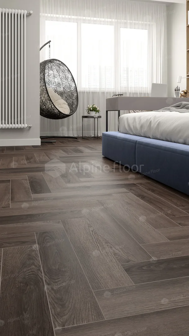 Кварцвиниловый SPC ламинат Alpine Floor Parquet Premium Дуб Фафнир ECO 19-16 венгерская елка 600×125×8
