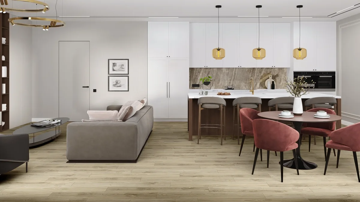 Кварцвиниловая плитка Damy Floor клеевая Family LVT Дуб Белый SL3739-3-LVT 1227×187×2,5