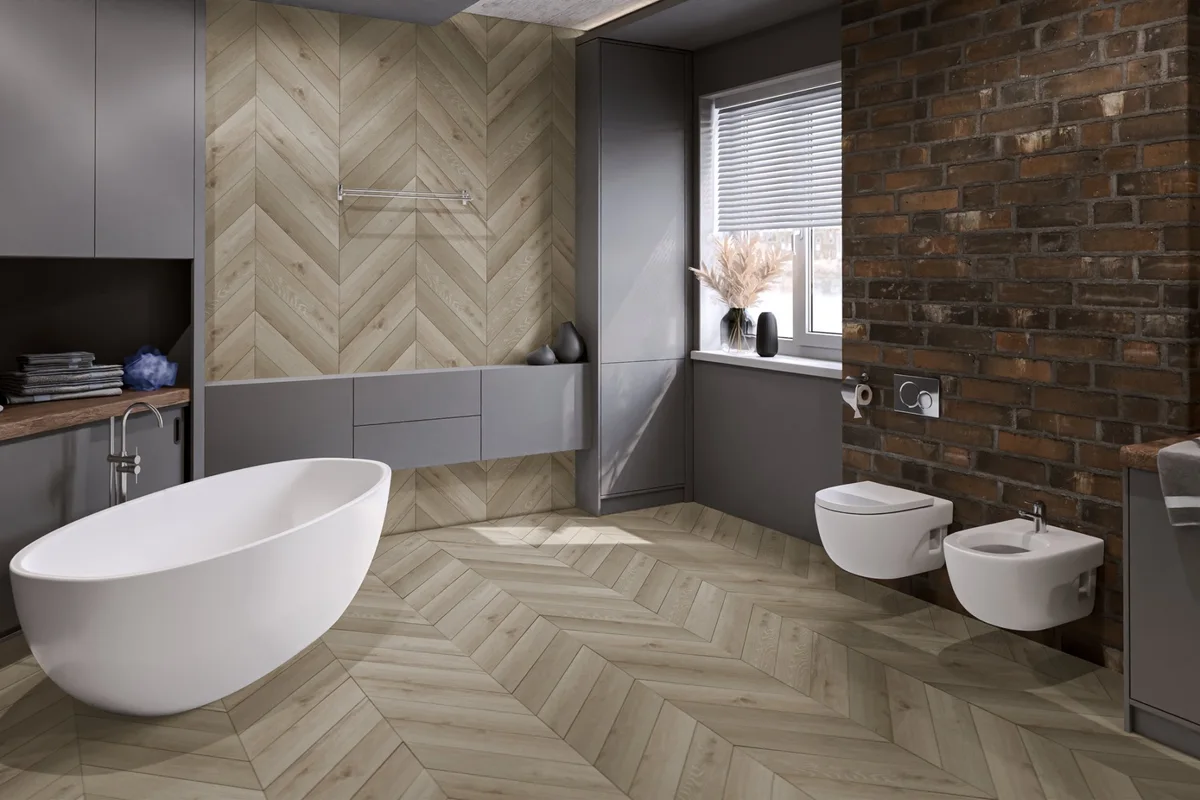 Кварцвиниловый SPC ламинат Damy Floor Chevron Версаль DF01-Ch французская елка 600×127×5