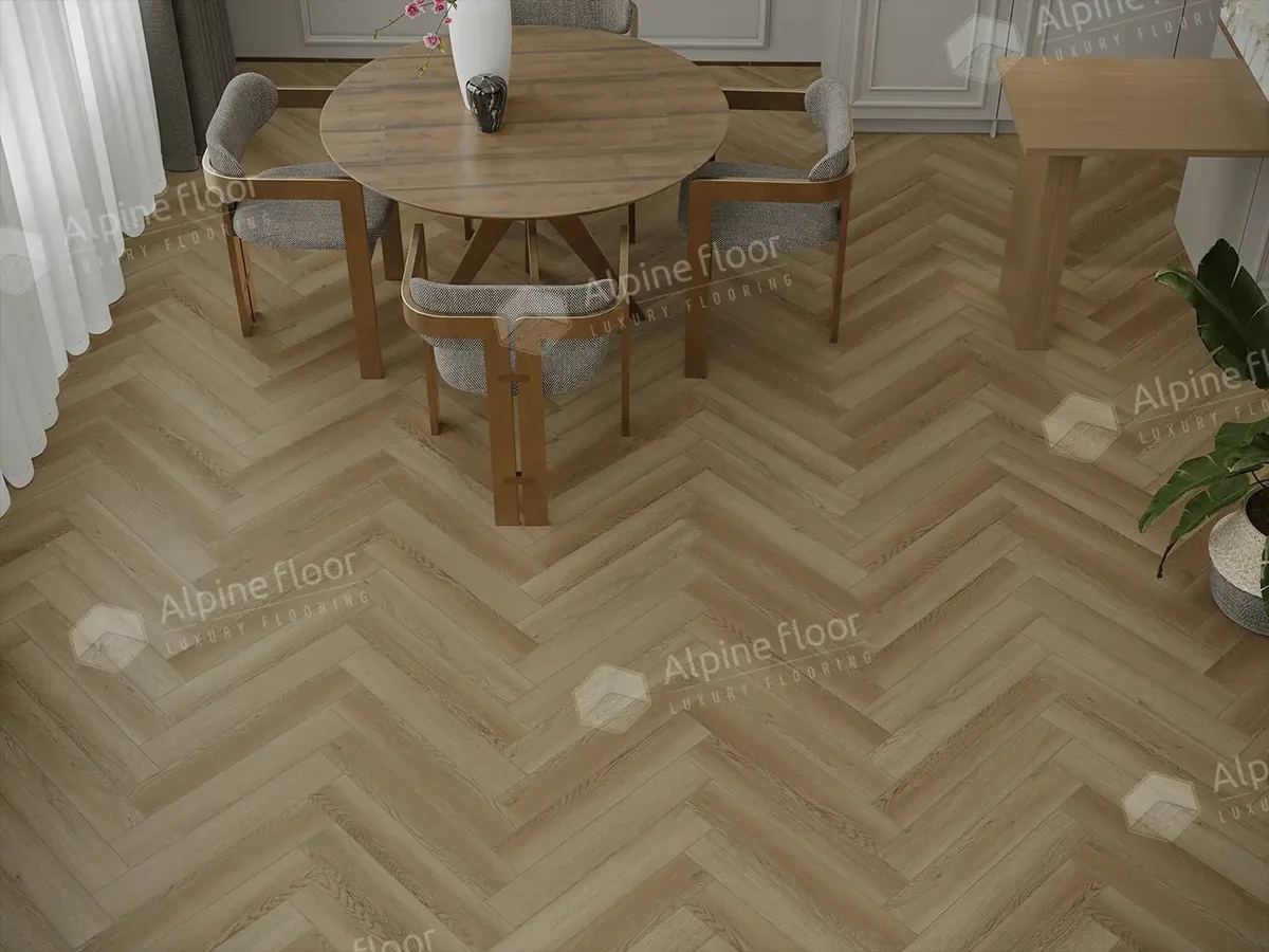 Кварцвиниловая плитка Alpine Floor клеевая Parquet LVT Дуб Поллукс ЕCО 16-28 венгерская елка 590×118×2,5