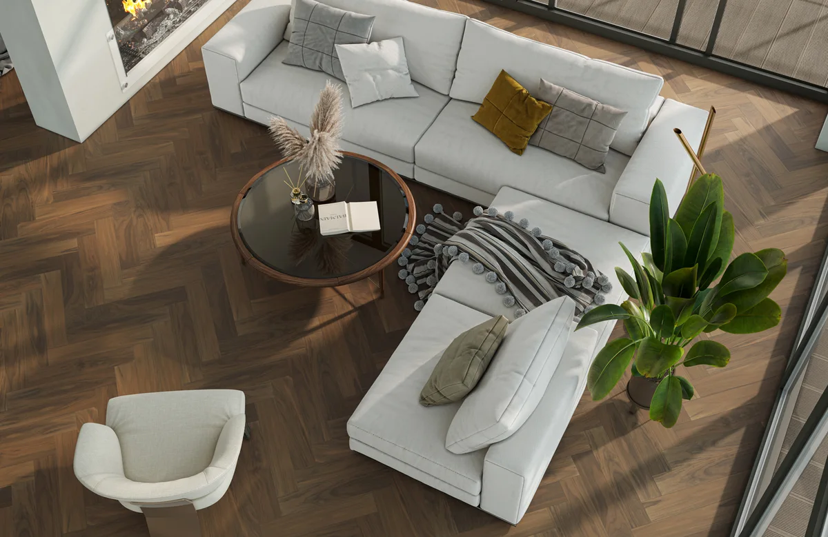 Композитная паркетная доска Quartz Parquet Елка Орех американский 33-400-29 венгерская елка 635×127×5