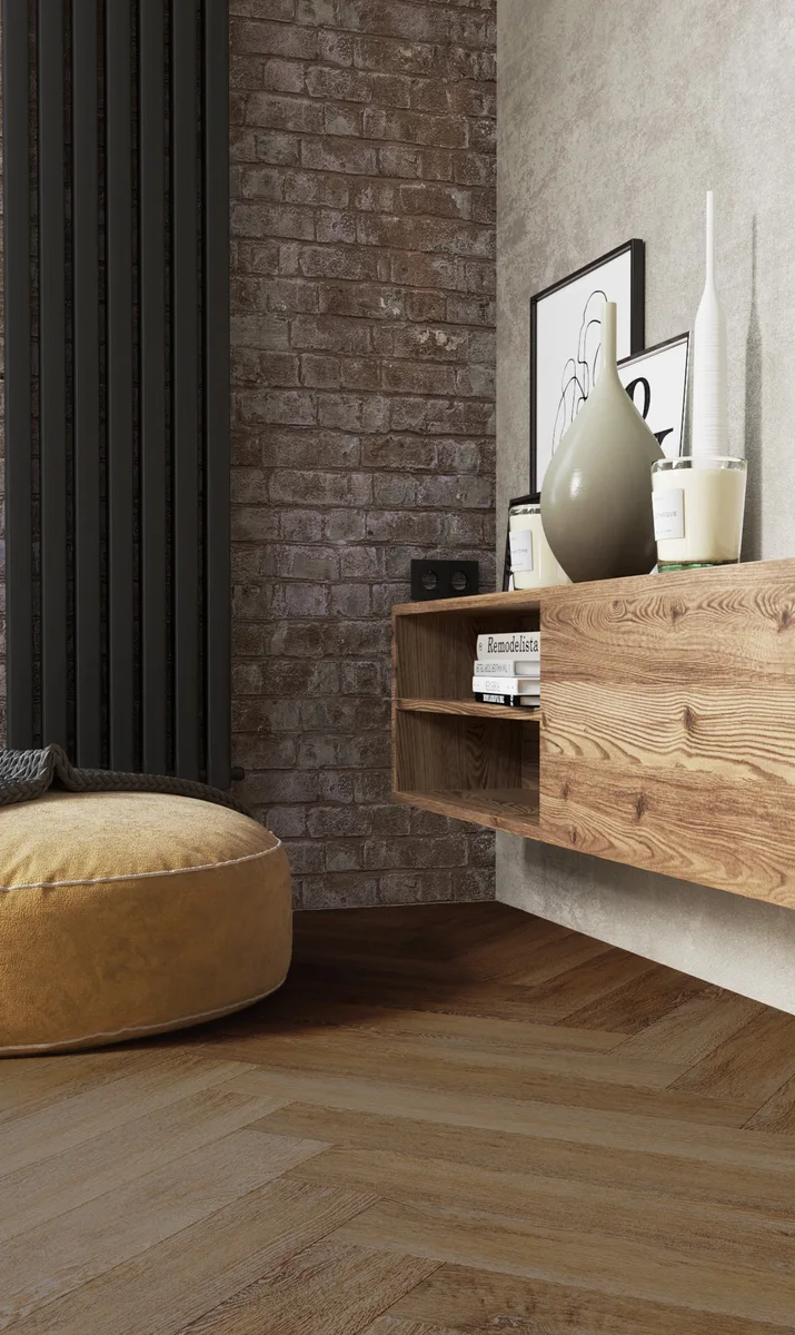 Кварцвиниловый SPC ламинат Vinilam Parquet Herringbone Паркет Тусон IS11377 венгерская елка 720×120×6,5