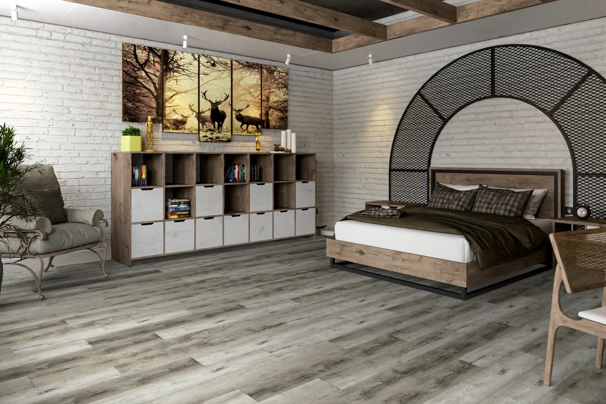 Кварцвиниловый SPC ламинат Damy Floor Family Дуб Рустикальный Cерый TCM369-28 1220×180×4