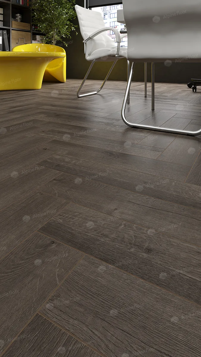 Кварцвиниловая плитка Alpine Floor клеевая Parquet LVT Дуб Антарес ECO 16-19 венгерская елка 590×118×2,5