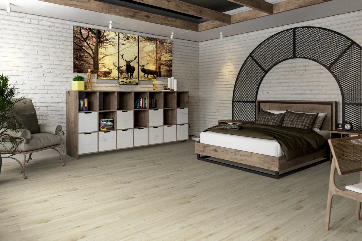 Кварцвиниловый SPC ламинат Damy Floor Family Дуб Светлый TCM285-15 1220×180×4