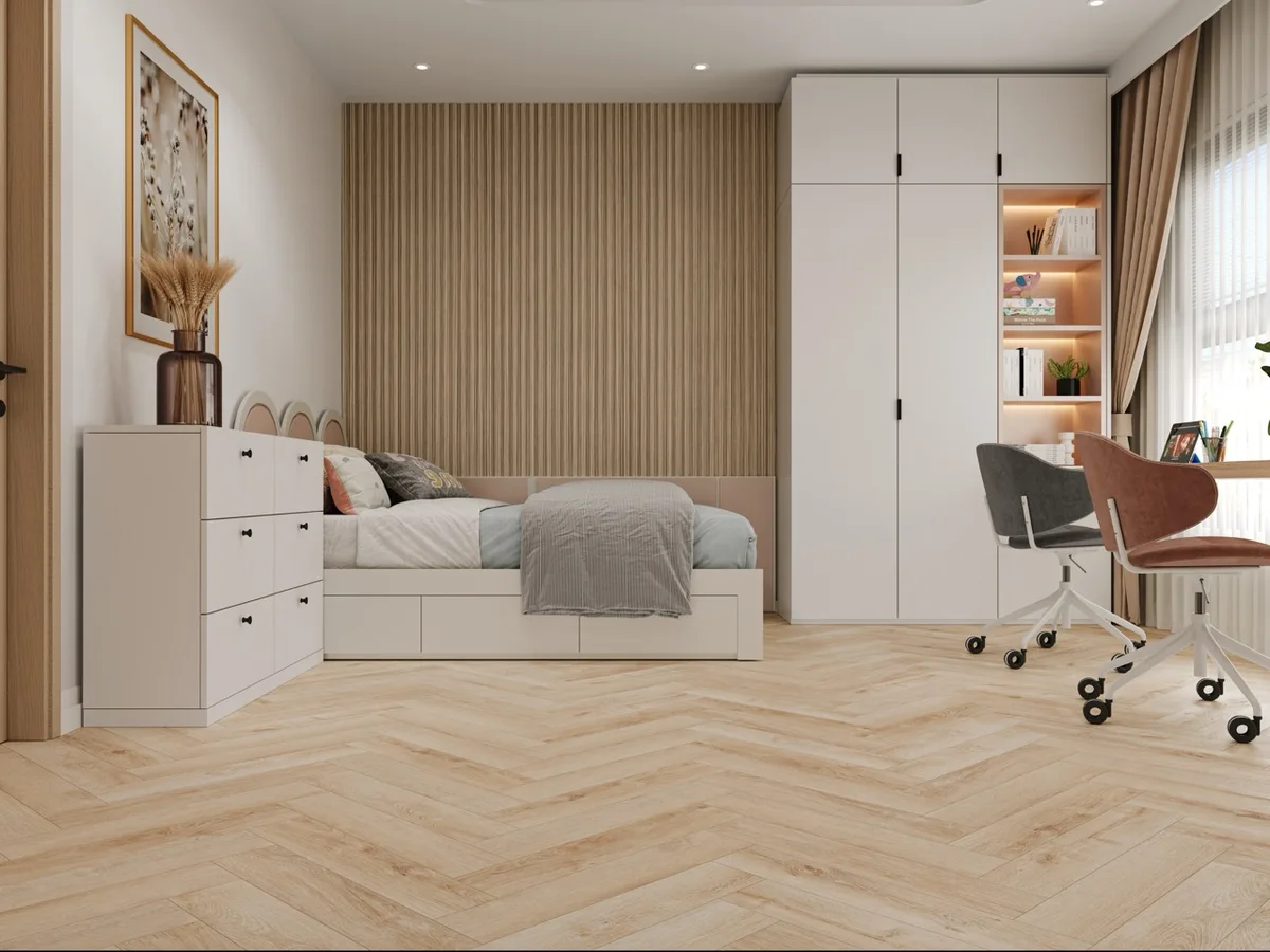 Кварцвиниловый SPC ламинат Cronafloor Herringbone Дуб Дижон H010 венгерская елка 640×128×4,5