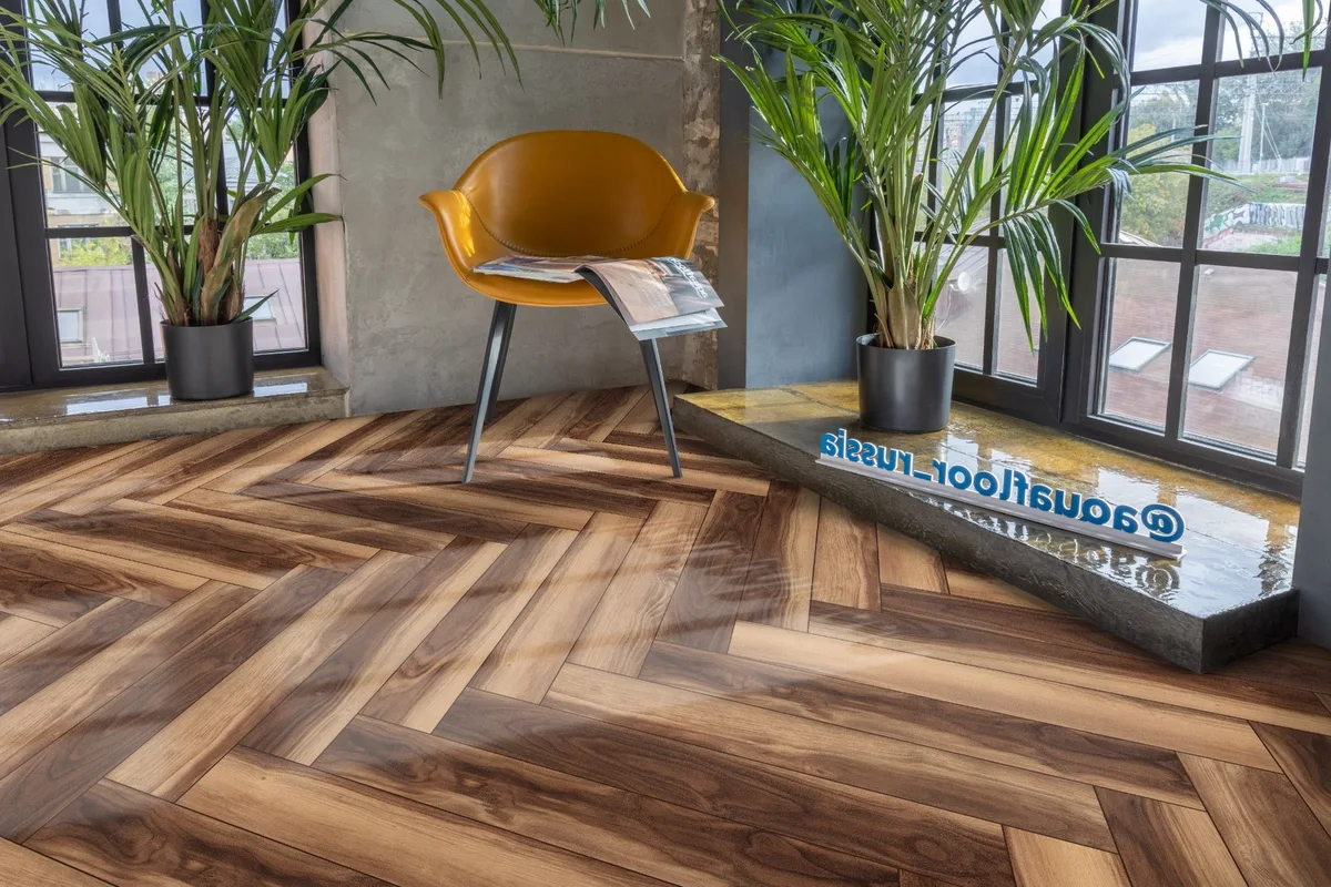 Кварцвиниловый SPC ламинат Aquafloor Parquet Plus AF6021PQN+ венгерская елка 720×120×7