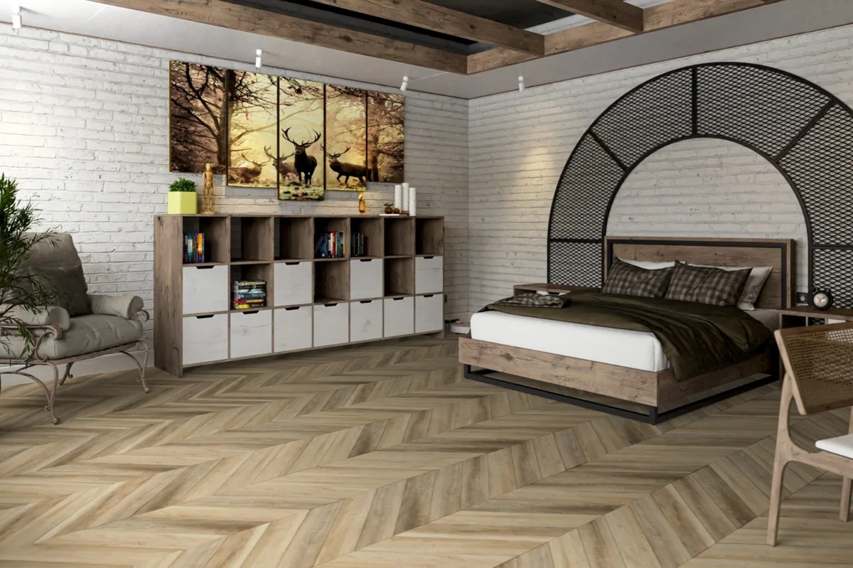 Кварцвиниловая плитка Damy Floor клеевая Chevron LVT Амбуаз DF06-Ch-LVT французская елка 600×127×2,5