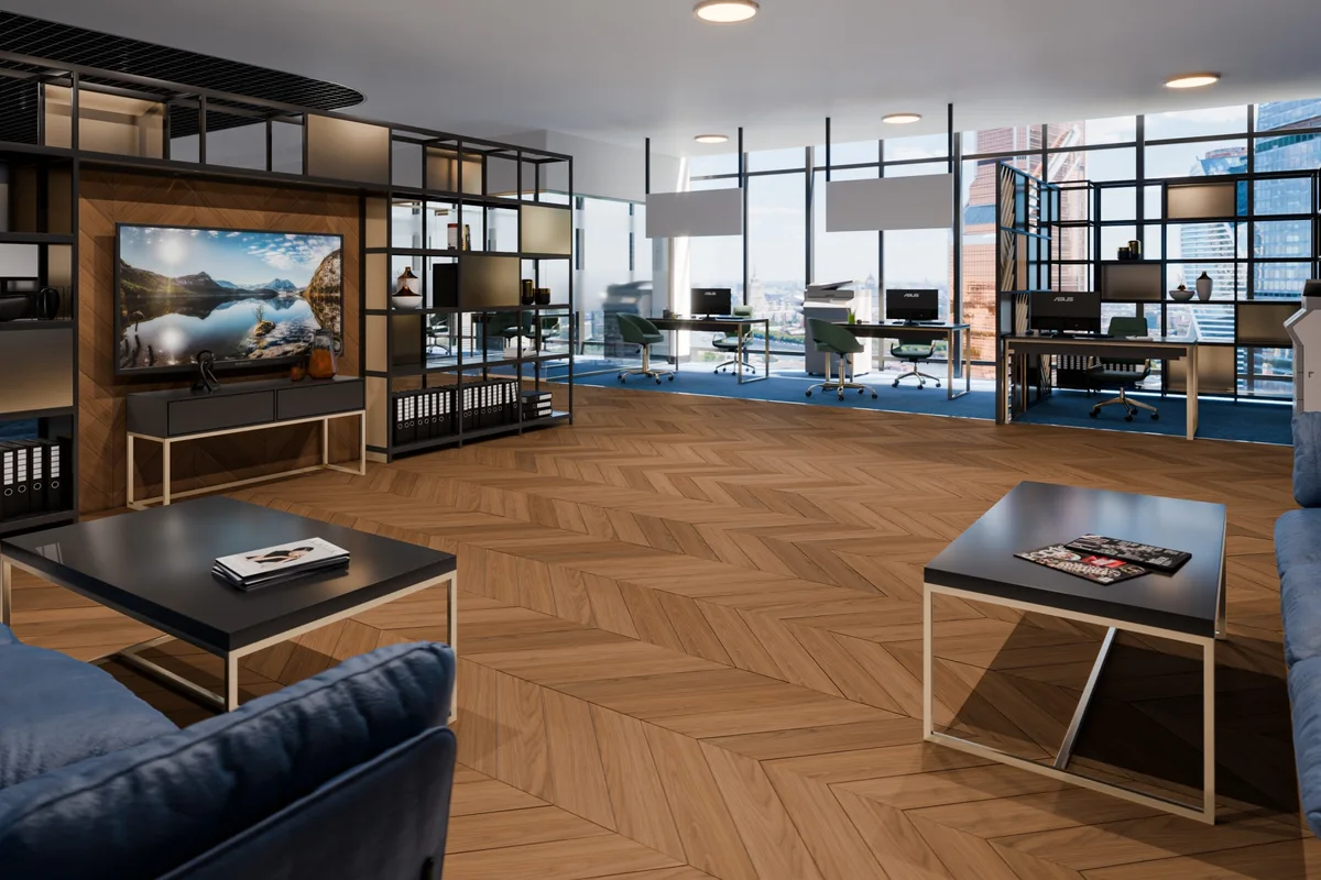 Кварцвиниловый SPC ламинат Damy Floor Chevron Блуа DF08-Ch французская елка 600×127×5