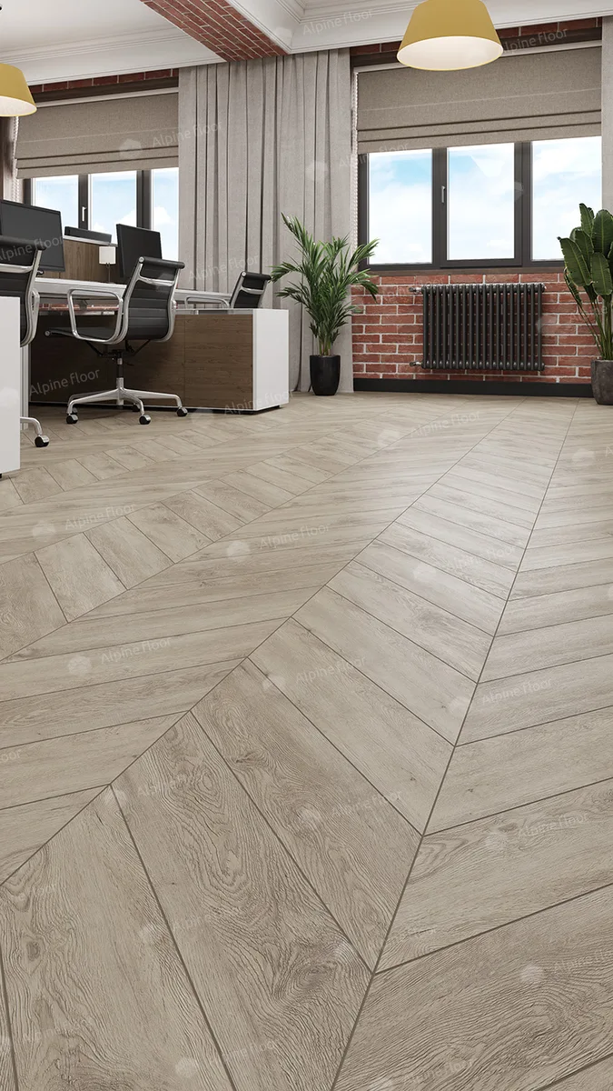 Кварцвиниловый SPC ламинат Alpine Floor Chevron Alpine Карите ECO 18-11 французская елка 600×127×5