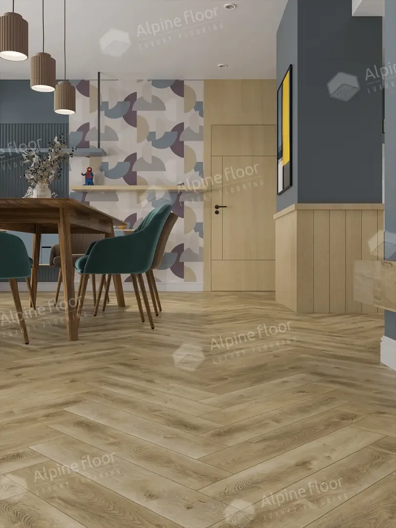 Кварцвиниловая плитка Alpine Floor клеевая Parquet LVT Дуб Кастор ЕCО 16-34 венгерская елка 590×118×2,5