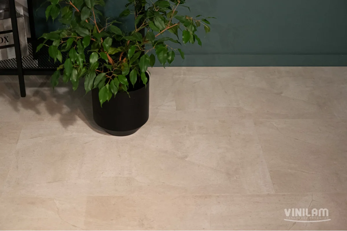 Кварцвиниловая плитка Vinilam клеевая Ceramo Stone Glue Бетон Белый 71615 950×475×2,5