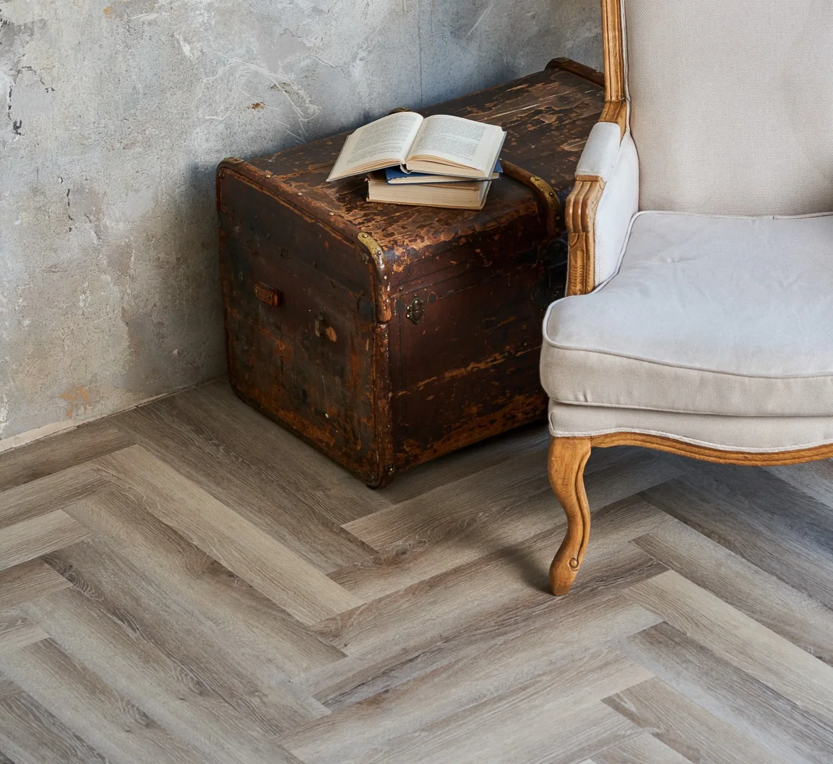 Кварцвиниловая плитка Vinilam клеевая Parquet Herringbone Glue Паркет Эрмитаж GD11122 венгерская елка 762×152,4×2,5