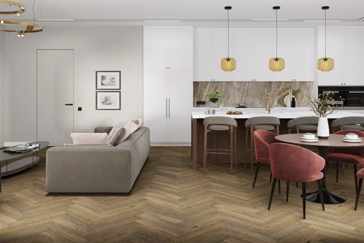 Кварцвиниловая плитка Damy Floor клеевая London LVT Ковентри 190707EL-01-LVT венгерская елка 590×118×2,5