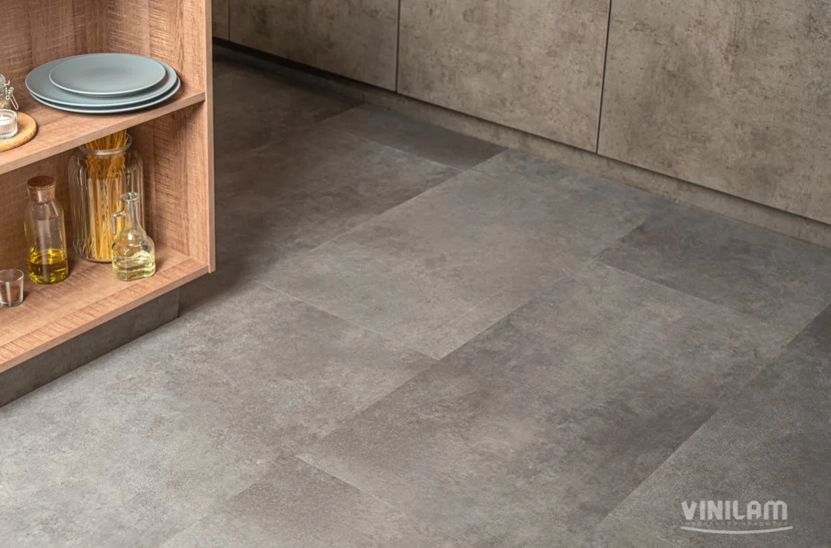Кварцвиниловый SPC ламинат Vinilam Ceramo Stone Цемент Cтальной 71610 940×470×6