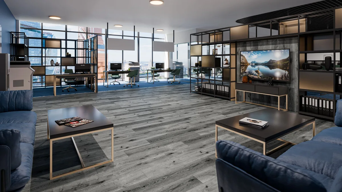 Кварцвиниловая плитка Damy Floor клеевая Family LVT Дуб Сильвер T7020-23-LVT 1227×187×2,5