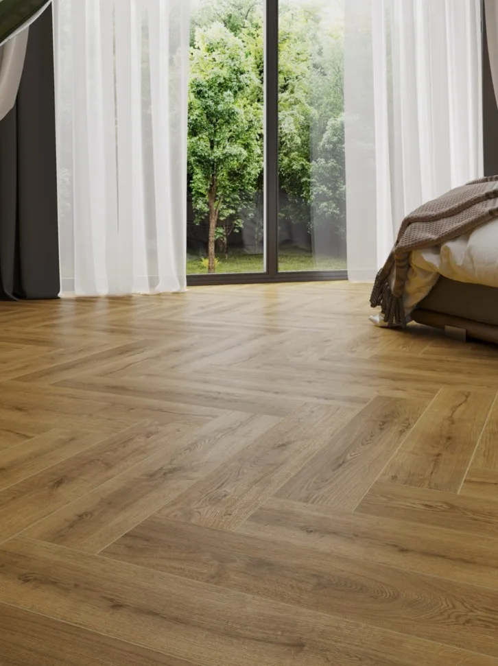 Кварцвиниловый SPC ламинат Cronafloor Herringbone 2.0 Дуб Анже H016 венгерская елка 640×128×4,5