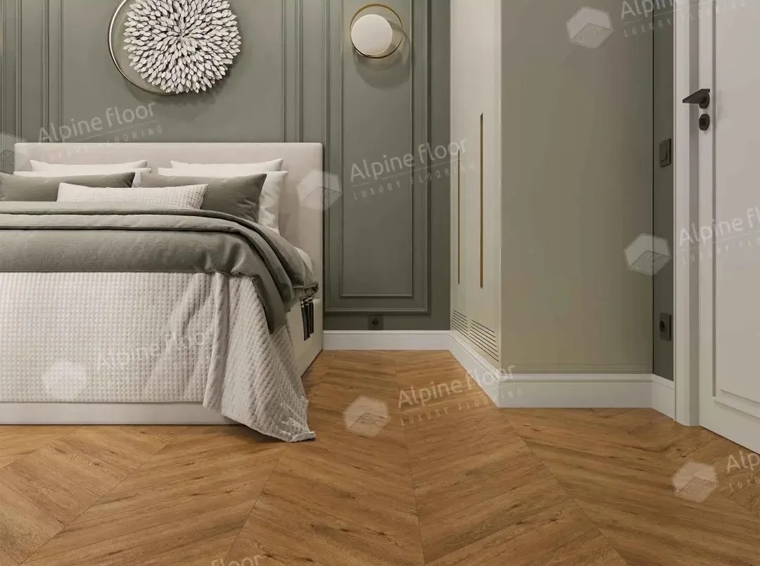 Кварцвиниловый SPC ламинат Alpine Floor Chevron Alpine Tesoro ECO 18-16 французская елка 600×127×5