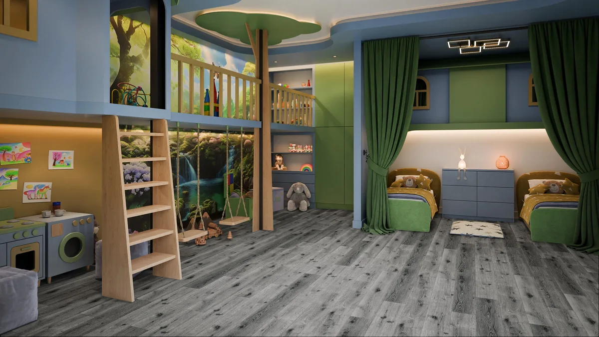 Кварцвиниловая плитка Damy Floor клеевая Family LVT Дуб Сильвер T7020-23-LVT 1227×187×2,5