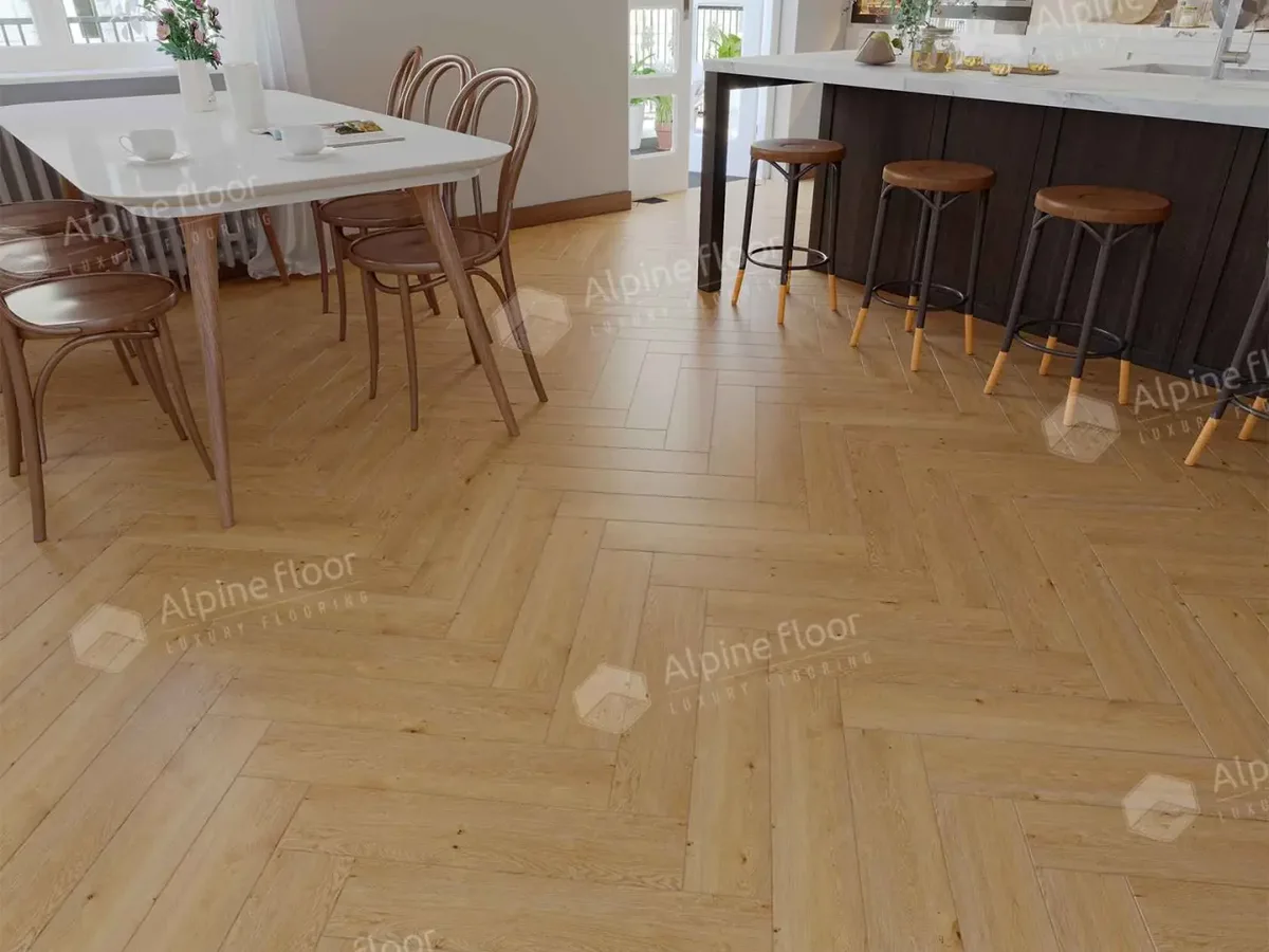 Кварцвиниловая плитка Alpine Floor клеевая Parquet LVT Дуб Хатиса ЕCО 16-27 венгерская елка 590×118×2,5