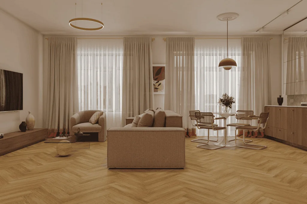 Кварцвиниловый SPC ламинат Norland Parquet S Provence 1055-14 венгерская елка 600×125×4
