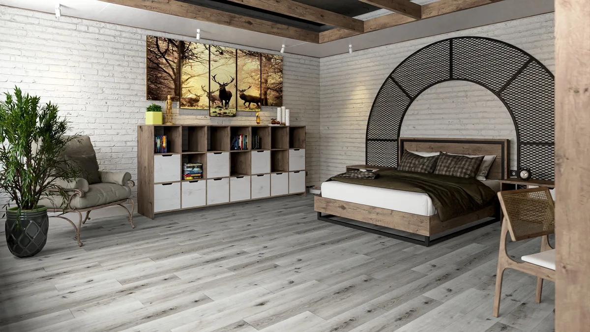 Кварцвиниловая плитка Damy Floor клеевая Family LVT Дуб Классический Серый T7020-2-LVT 1227×187×2,5