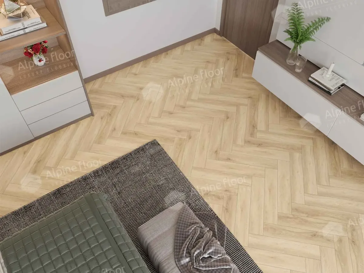 Кварцвиниловая плитка Alpine Floor клеевая Parquet LVT Дуб Ригель ЕCО 16-24 венгерская елка 590×118×2,5
