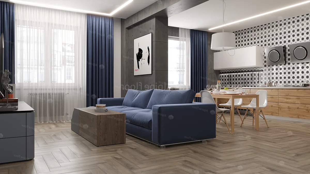 Кварцвиниловый SPC ламинат Alpine Floor Parquet Premium Северная история ECO 19-15 венгерская елка 600×125×8