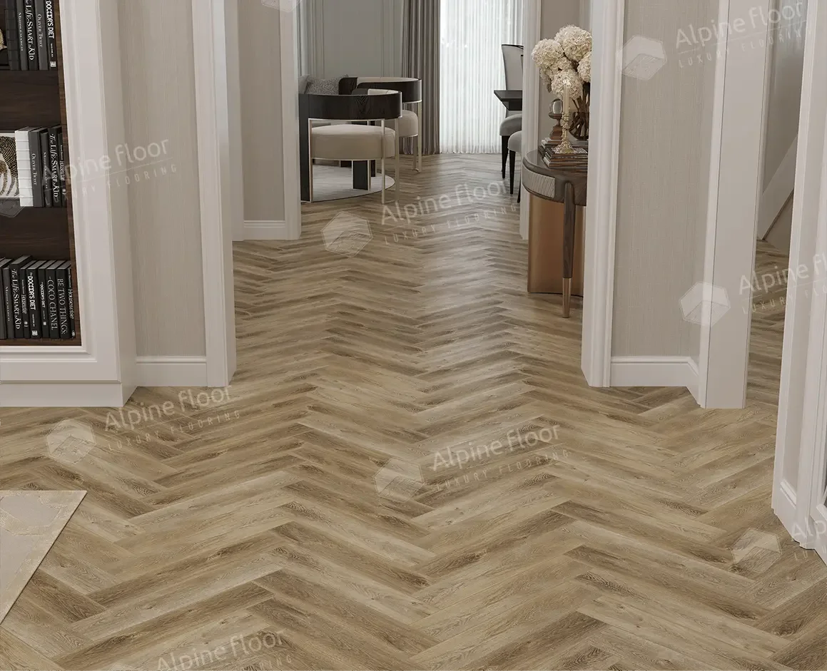 Кварцвиниловая плитка Alpine Floor клеевая Parquet LVT Дуб Целата ЕCО 16-35 венгерская елка 590×118×2,5