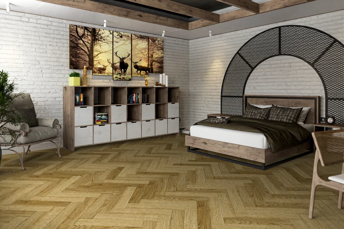 Кварцвиниловая плитка Damy Floor клеевая London LVT Шеффилд 190902EL-07-LVT венгерская елка 590×118×2,5