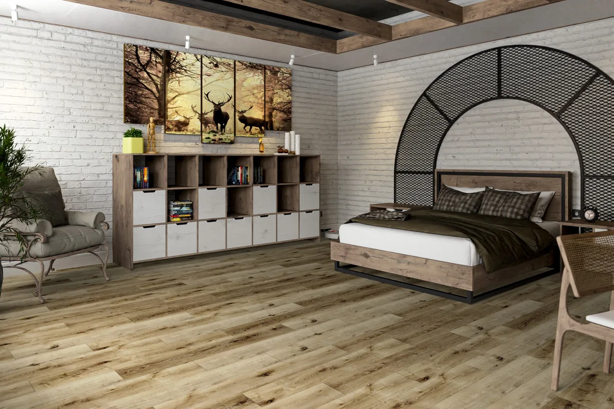 Кварцвиниловая плитка Damy Floor клеевая Family LVT Дуб Провинциальный T7020-4-LVT 1227×187×2,5