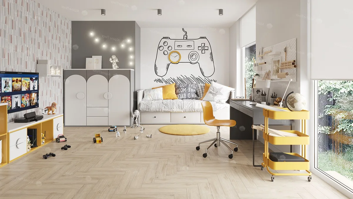 Кварцвиниловый SPC ламинат Alpine Floor Parquet Light Дуб Медия ECO 13-20 венгерская елка 600×125×4
