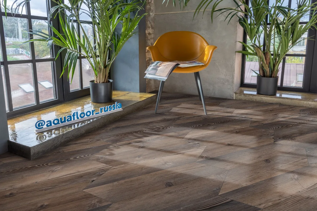 Кварцвиниловая плитка Aquafloor клеевая Parquet Chevron Glue AF2557PGCh французская елка 553,7×130,5×2,5