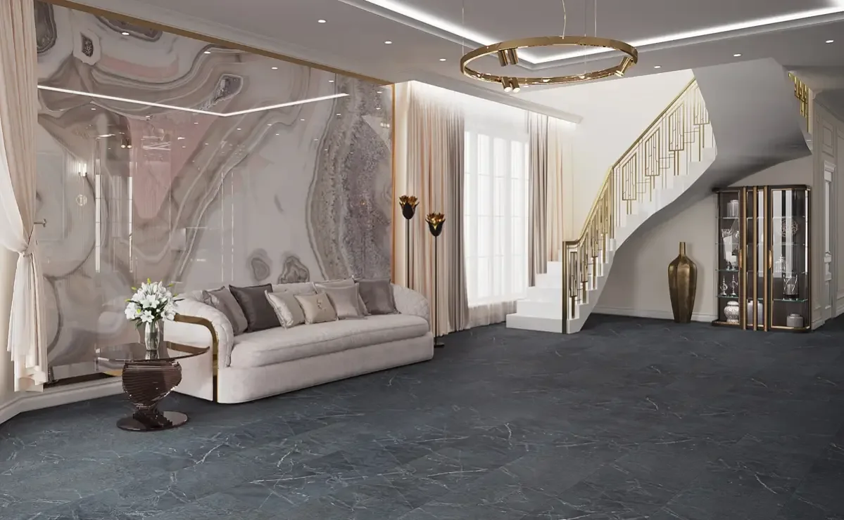 Кварцвиниловая плитка Vinilam клеевая Ceramo Stone Glue Ионический Мрамор 91909 950×475×2,5