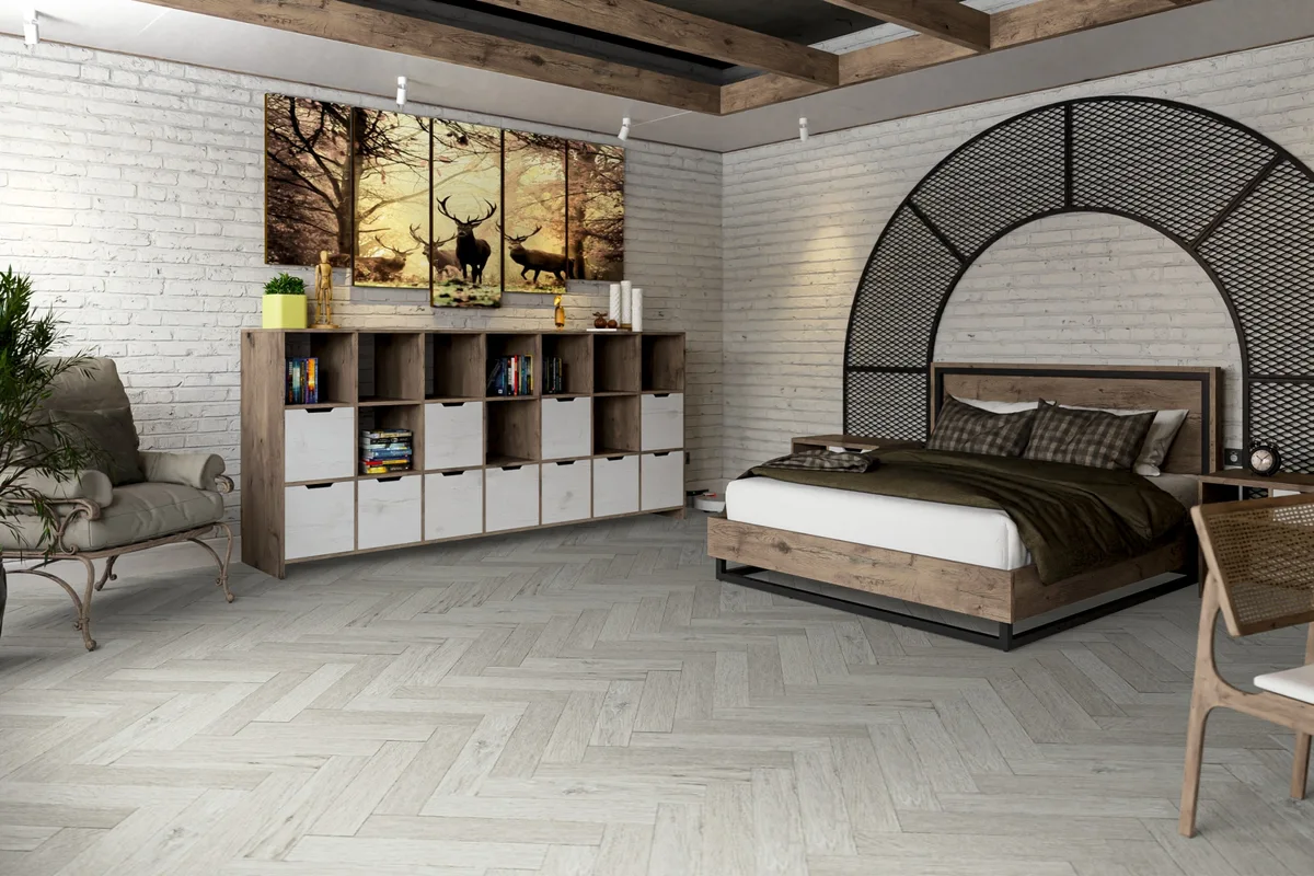 Кварцвиниловая плитка Damy Floor клеевая London LVT Йорк 191023EL-04-LVT венгерская елка 590×118×2,5