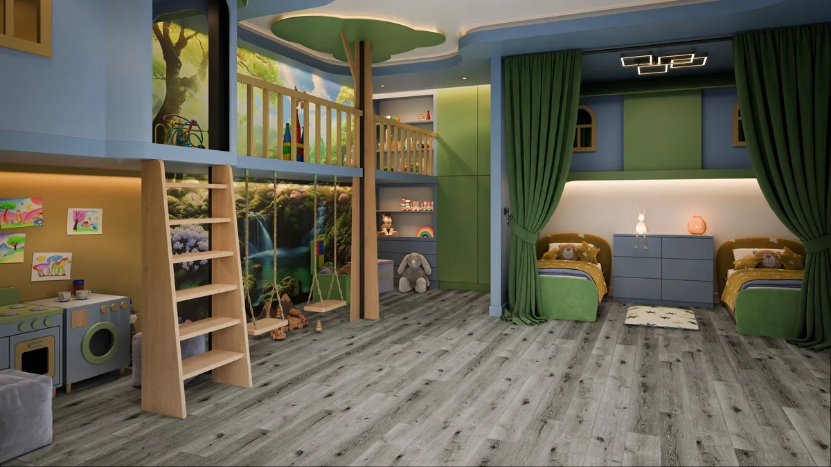 Кварцвиниловая плитка Damy Floor клеевая Family LVT Дуб Состаренный Серый T7020-5D-LVT 1227×187×2,5